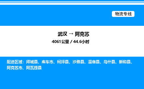 武漢到阿克蘇物流專線-武漢至阿克蘇貨運(yùn)公司
