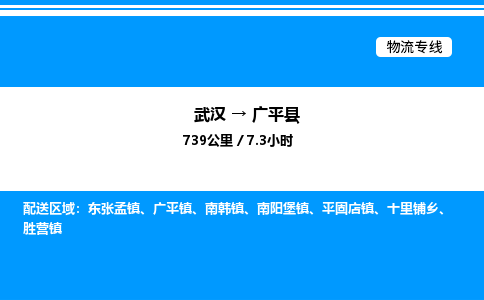 武漢到廣平縣物流專線-武漢至廣平縣貨運公司